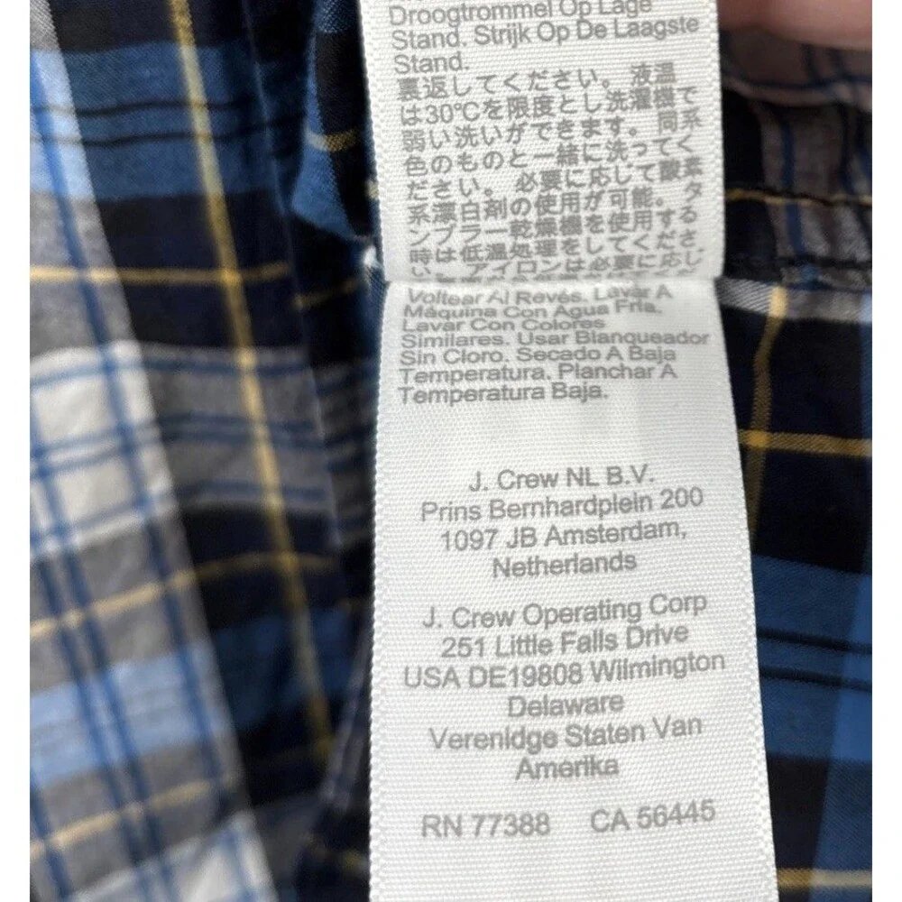 NWT J Crew Men's Large Blue Plaid Long Sleeve Button Shirt Slim B1050 Color BSW